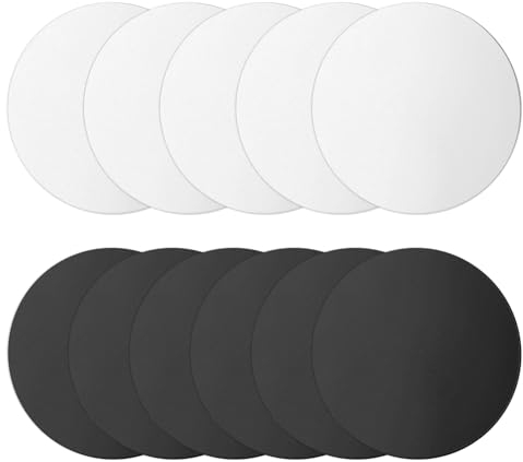 Amabro 10PCS Phone Metal Plates for Magnetic Car Phone Holders, Mobile Phone Metal Plate Replacement Strong Self-Adhesive Phone Metal Magnet Stickers for Magnetic Mount Cradle Black Silver