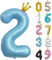 Zahl 2 Luftballon Blau, 101cm Riesen Zahlenballon Nummer 0 1 2 3 4 5 6 7 8 9 10 16 18 21 30 40 50 60 70 80 90 100, 40 Groß Folienballons für Hochzeit Jubiläum, Geburtstagsballons Party Dekoration