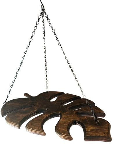 Monstera - Soporte para copas de vino con forma de hoja para colgar, soporte para copas de vino, soporte para copas de vino colgante, estante de vidrio de madera elegante para armario, sala de estar,
