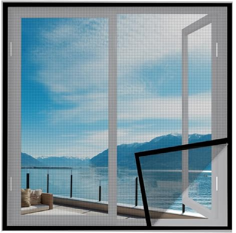 Zanzariera Finestra Con Telaio 70x120cm Negro Zanzariere Per Finestre In Fine Rete Spessa per Porte Finestre Balcone Soggiorno