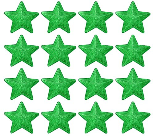 sourcing map 16 Pieces Large Iron on Patches Star Sequin Iron on Applique Embroidered Patches Green Bling Appliques for Clothes DIY Crafts Bag Pants