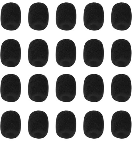 20 PCS Microphone Foam Covers Blcak Microphone Windscreens Headset Microphone Protector for Most of Headset Microphone