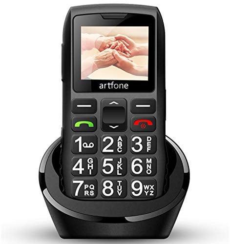 artfone C1Plus Big Button Senior Mobile Phone | Unlocked 2G Basic Phone for Elderly with Dual SIM, 1800mAh Battery, Charging Dock, SOS, USB-C, Easy to Use – Black
