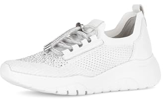 Gabor Damen Low-Top Sneaker, Frauen Halbschuhe,Best Fitting,Turnschuhe,Laufschuhe,schnürschuhe,schnürer,Business,Weiss (Glitter),42.5 EU / 8.5 UK