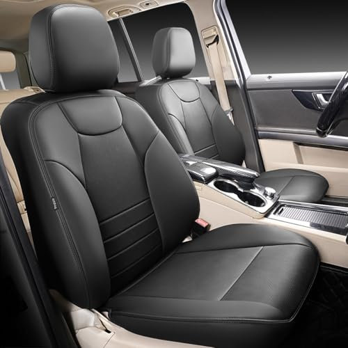 Chifeng Vordersitze 2 Stück Autositzbezüge Set Passform Mercedes-Benz GLK 2008-2016, wasserdicht PU Leder Sitzschoner Auto Kompatibler Airbag (schwarz)