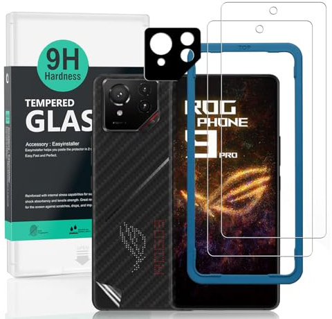 Ibywind 2 Pezzi Vetro Temperato per Asus ROG Phone 9 Pro 5G 6,78,con 1 Pezzo Pellicola Fotocamera,Pellicola posteriore da 1 pezzo,Anti Graffio,Pellicole Protettive con Durezza 9H