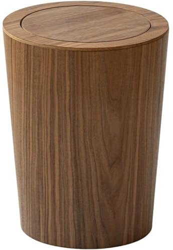 Vobumix Poubelle en Bois, Corbeille À Papier, Poubelle À Couvercle Pivotant, Poubelle Vintage, Bureau, Poubelle Rustique pour Chambre À Coucher