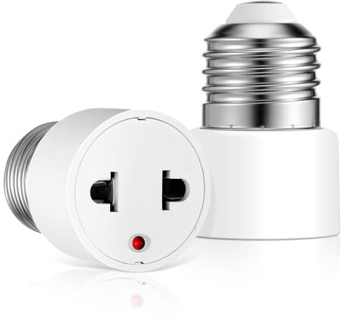 IMIKEYA 2 Stück E27 Adapter Steckdose, Glühbirnen-Steckdosen-Adapter E27 Steckdosenadapter Steckdose for Veranda Kamera Terrasse Garage, 2-Polig Weiß