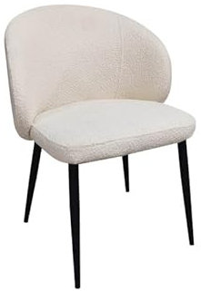 Chaise en tissu bouclette avec pieds en métal noir - SIROCCO - Ecru