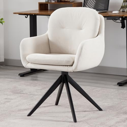 Ya-Home Bürostuhl aus Chenille 360° Drehstuhl ergonomischer Schreibtischstuhl mit Armlehnen Arbeitsstuhl Computerstuhl für Arbeitszimmer/Büro, Beige
