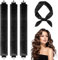 3 Pcs Heatless Curlers & Overnight Blowout Rollers for Hair - No Heat Headband Rods, Salon Waves Overnight Blowout, Velvet Adjustable Styling Kit (Black)
