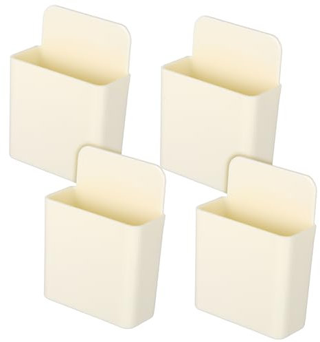 TOPPERFUN Supporto Da Parete Per Telecomando e Contenitore Adesivo 4 Pezzi Colore Beige in Abs Lavabile Per Organizzazione Casa e Ufficio