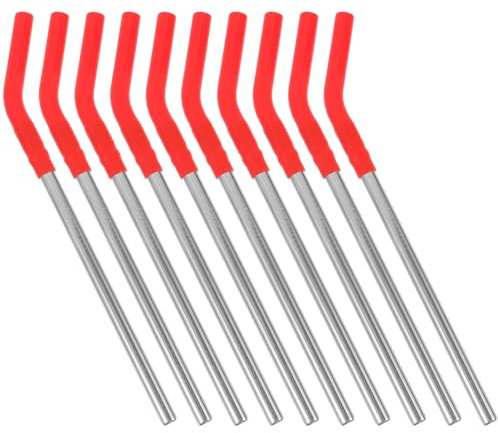 CHICAMPERA 10 pièces Pailles Réutilisables Acier Inoxydable avec Embouts Silicone Lot pour Boissons Chaudes et Froides Accessoires de Fête et à Nettoyer