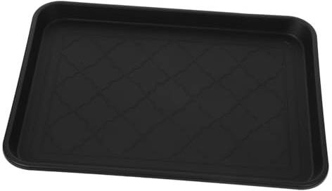 HEALEEP Multifunktionales Kunststofftablett Schwarz Schuhablage Klein 42x32x3cm Wetterfeste Auffangwanne Für Haustierfutter Blumentopf Untersetzer Praktisches Haus Organizer Tablett