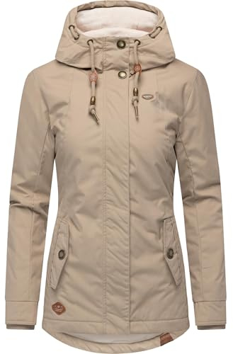 Ragwear Damen warme kurze Winterjacke mit Kapuze Monade Intl Light Taupe25 Gr. M