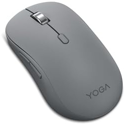 Lenovo Yoga – Silent Bluetooth Mouse (Wireless, Ergonomic, Ambidextrous, Optical IR LED Sensor, 6 Buttons, Scroll Wheel, Simultaneous Connectivity, x1 AA Battery) – Moon Grey