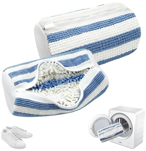 2 Piezas Bolsas para Lavar Zapatillas en Lavadora 360°, Azul y Blanco | Reutilizable Malla Bolsa Lavadora Zapatillas con Cremallera, Funda para Lavar Zapatos en Lavadora para Todo Tipo de Calzado