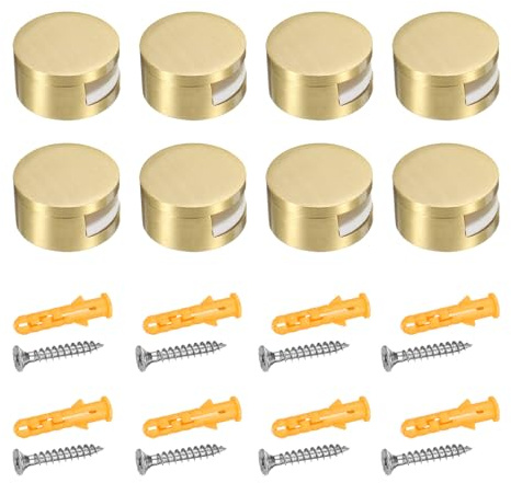 QUARKZMAN 8 Stück Glasregal Halterung Metall Verstellbar Wandmontage Gold | Spiegel Aufhänger Badezimmer Glas Spiegel Klemme Regal Clip Halterung Ersatzteile, Für 0.19-0.43 Glasregale
