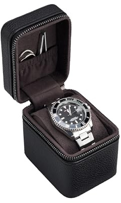 ProCase Uhrenreisekoffer Uhrenbox, Uhr Reiseetui PU-Leder Uhrentasche mit Weicher Polsterung, Kompakte Watch Case für Luxusuhren und Smartwatches bis 55 mm