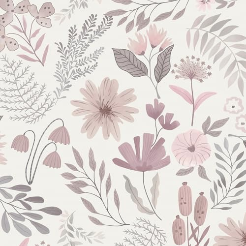 Timeet Selbstklebende Tapete Blumentapete 44CMx20M Rosa Möbelfolie Selbstklebend Blumig Blätter Klebefolie Vinyl Klebetapete für Wohnzimmer Schlafzimmer Küche Wand Möbel