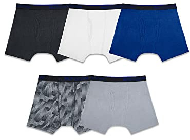 Fruit of the Loom Boys' and Toddler Boxer Briefs, Tag Free & Breathable Underwear, Assorted Color Multipacks, 5 Pack - Breathable Cotton Mesh, S