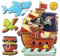 Ideen mit Herz Bunte Aufkleber in Holz-Optik, Piratenschiff, 18x17,5cm | Wand-Aufkleber, Relief-Sticker, Puffy-Sticker in fröhlichen Farben für Kinder
