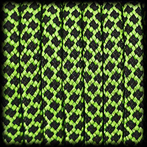 Ganzoo Paracord 550 Seil Diamond 30 Meter Nylon/Polyester-Seil mit 7 Kern-Stränge für Armband, Leine, Halsband, 4mm Stärke | Mehrzweck-Seil | Survival-Seil | Parachute Cord | Neongrün Schwarz