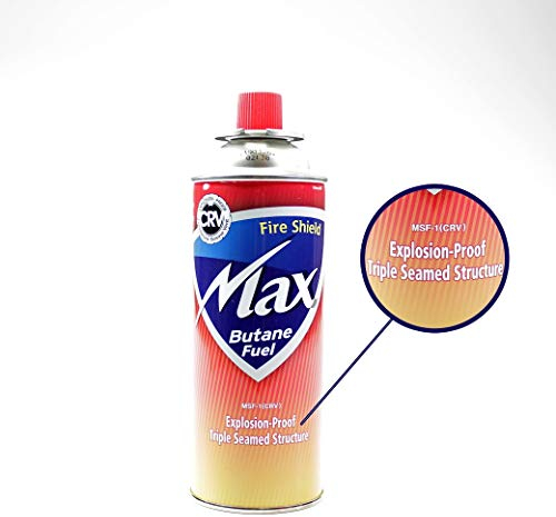 1 Click Buy Maxsun Gas Canisters Butane Refill Cartridge for Portable Camping Stoves Cooker Heater and BBQ, Ultra Safe Using the Latest Explosion Proof Triple Sealed Size, 227g/400ml (4)
