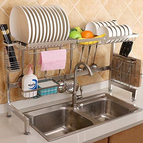 Porte-cuisine Cuisine en acier inoxydable de Bowl Fruit Basket Couteau Coupe du Bois Chopsticks vaisselle vidange rack Support de stockage, version Deluxe