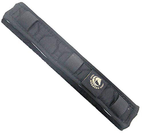 Merauno® Genickschoner aus Lammfell,Pferde Genickschutz aus echtem Fell für Halfter, Trensenzaum und Kopfstück & Zaumzeug, Schutz für Riemen und Kette, Lammwolle (28×5cm,Schwarz)