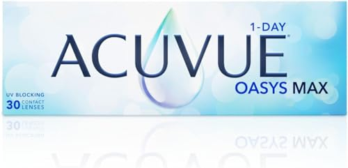ACUVUE OASYS MAX 1-Day Tageskontaktlinsen – Helfen dabei, das Gefühl von müden & trockenen Augen zu reduzieren – 30 Tageskontaktlinsen mit -7.00 dpt und BC 8.5 – UV Schutz & angenehmes Tragegefühl