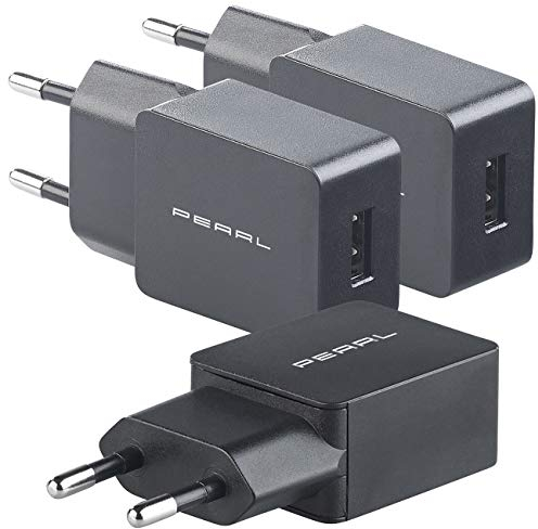 PEARL USB Netzstecker: 3er-Set 2-Port USB-Netzteile für Mobilgeräte, 2,4 A / 12 Watt, schwarz (Steckernetzteile, USB-Netzteil 230V, iPhone Ladestation)
