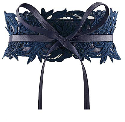 CHIC DIARY Spitze Obi Gürtel Damen Breiter Taillengürtel Bindegürtel Retro Elegant Wickelgürtel Dekorativer Kleidgürtel