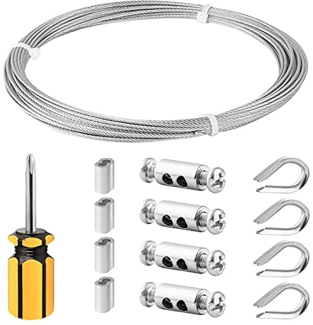 Abimars cable de acero inoxidable, cable de acero inoxidable 304 de 10m, con Cable Dedales, Mangas de aluminio, Destornillador,perfecto para plantas de apoyo de escalada, guía de iluminación