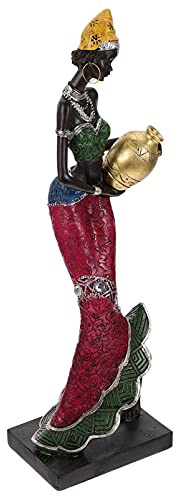 FOMIYES Afrikanerin mit Krug Skulptur Statue Moderne Lady Damen Dekofigur afrikanische Frauen Figur Afrika Afrikanische Dekoration Küche Schlafzimmer Wohnzimmer Ornament, Gelb, 34x 10,5 cm