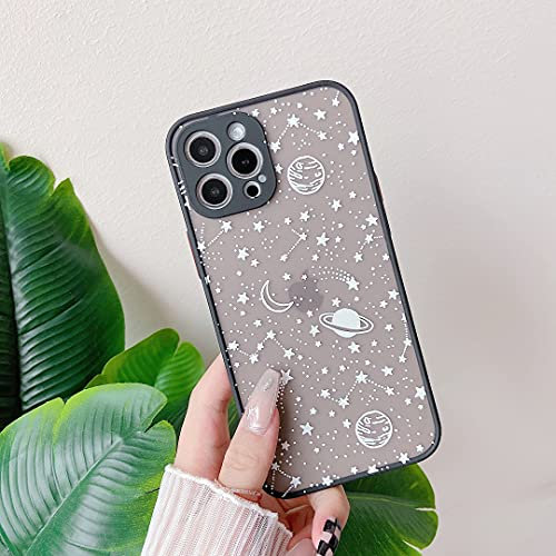 ZTOFERA Compatible with iPhone 12 Pro Max Case, 6.7-Inch, Planet Sky Star Pattern Protective Phone Case Translucent Frosted Hard PC Back Case Silicone Bumper Cover for iPhone 12 Pro Max, White Sky
