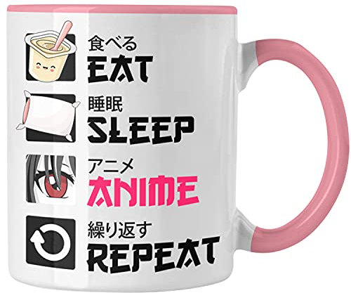 Trendation - Anime Tasse Geschenk Spruch Kaffeetasse Geschenke Deko Anme Fan (Rosa)