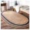 Ripaz Vogue Jute Teppich Natur Jute Handgeflochten Oval Form Flächenteppich Flur Teppich Wohnzimmer Teppich (60 x 120 cm (2x4 Fuß), Beige + Schwarze Linie)