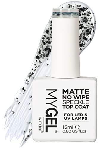 Mygel von Mylee Nagellack Matte No-Wipe Speckle Überlack 15 ml, UV/LED, Soak-Off, Nagelkunst, Maniküre, Pediküre, Professionellen Gebrauch, Hält bis zu 2 Wochen, einfach anzubringen, kein Abblättern