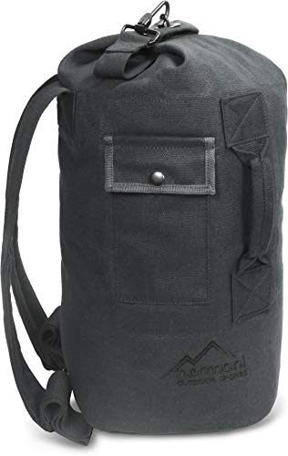 Seesack Canvas Rucksack - 30 Liter - 100% Naturfaser Baumwolle mit Schultergurten und extra Tragegriff Farbe Anthrazit