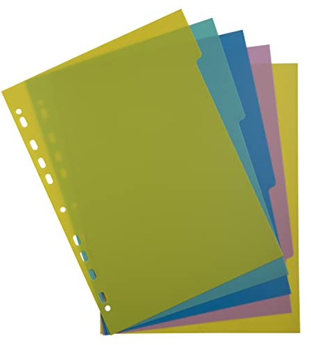 Exacompta 7205E Forever Young Trennblätter aus recyceltem Polypropylen 5-teiliges Register für DIN A4 Indexseite bedruckbar Blauer Engel zertifiziert 5 vollfarbige Seiten, Pastellfarben