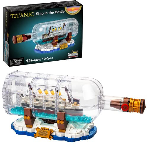 Keyoung Allupal Titanic Ship in a Bottle Creator Expert Building Kit, Collectible Display Model Set, Creative Gift Toy for Adults and Teens Age 14+ (1000 piezas)