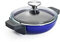 Woll Iron - Padella con coperchio e manici in silicone,induttiva,diametro 18 cm,altezza 5,5 cm,adatta per tutti i piani cottura,in ghisa,utilizzabile in forno fino a 250°,colore: Blu (5518CI-020)