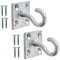 TERF® Heavy Duty Galvanised Hook On Plate 50mm (2 inch) Plate with Hole Ceiling Hook Wall Mount Hook Including Fixing Screws for Wall Ceiling Hanging Industrial and Multi Purpose Use - Pack of 2
