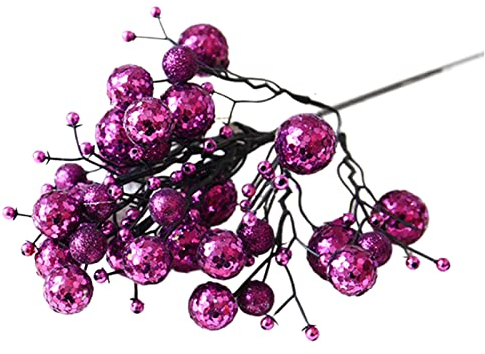 Wilitto Weihnachtsbaum-Beerenzweig, künstliche Weihnachtsbeeren-Picks, für DIY-Handwerk, Weihnachtsbaum, Kranz, Beerenzweig für Hochzeit, Zuhause und Partydekoration, lila, Einheitsgröße