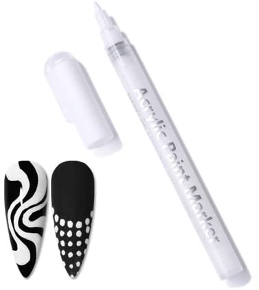 Nail Art Pens - Nail Art Graffiti Pen Nail Drawing Pen - Nail Varnish Pens - Quick Dry Fine Tips Nail Polish Pen for DIY Nail Art Decoration DIY Dot Line Pattern - White