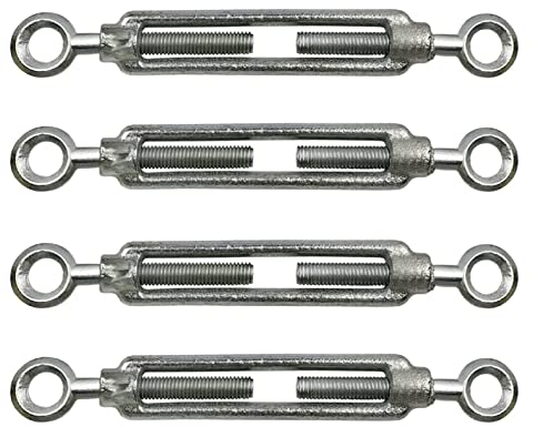 Kippen 1204EK - Confezione da 4 Pezzi di Tenditore a 2 Occhi in Acciaio Zincato. Misura 12 mm.