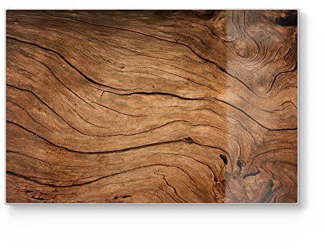 DEQORI Schneidebrett aus Glas | groß 30x20 cm | Motiv Detaillierte Holzmaserung | Design Schneideplatte für Küche | Frühstücksbrett antibakteriell & rutschfest | Glasplatte & Servierplatte