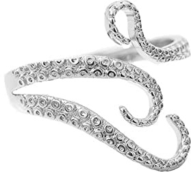PAMTIER Damen Verstellbarer Octopus Ring Edelstahl Daumen Knöchel Finger Ringe Stapelbar Punk Schmuck Silber