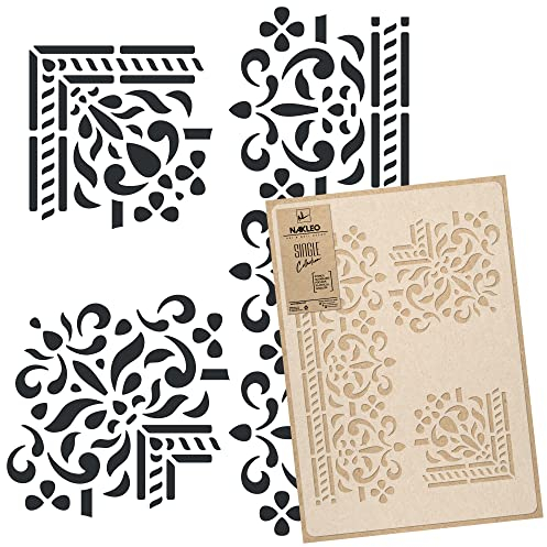 NAKLEO Große Malschablonen 43x64 cm, Grenze Ecke Ornament Muster, Wiederverwendbare Kunststoff Wandschablone DIY Handwerk, Holz Möbel Boden Stoff